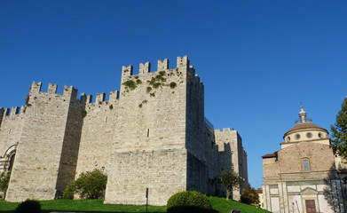 Fototapeta na wymiar Basilica of Santa Maria delle Carceri and Emperor Castle, Prato, Tuscany, Italy
