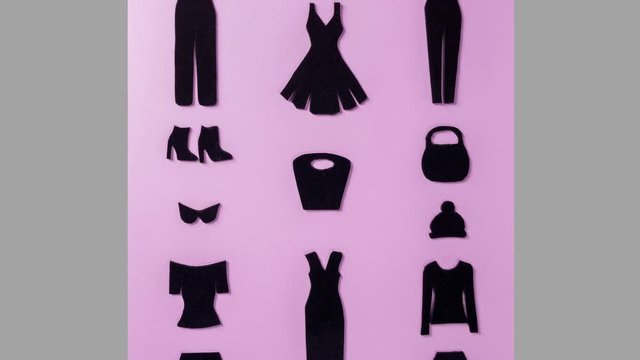 Top Deals title, Woman Clothes and Accessories Sale advertisement for retail, e-commerce store, stop motion animation