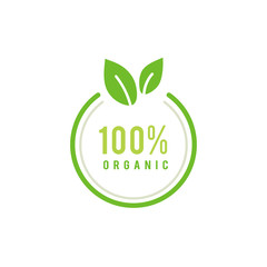 100 percent organic emblem illustration