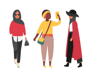 Hijab muslim woman. Arab modern fashion. Vector people