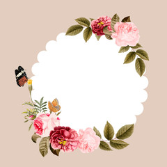 Blank floral frame card illustration