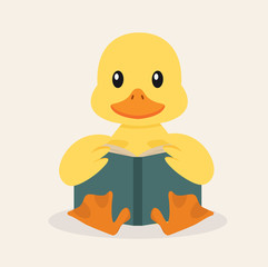 Duckl Reading A Book vector
