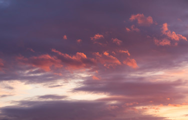 dramatic sky wth clouds in evening