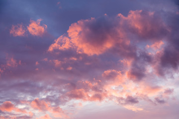 dramatic sky wth clouds in evening