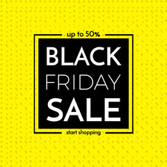 Black friday sale banner. Black Friday Sale Poster with words on Black and Yellow Background.