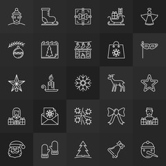 Xmas and new year icons. Vector Christmas outline signs