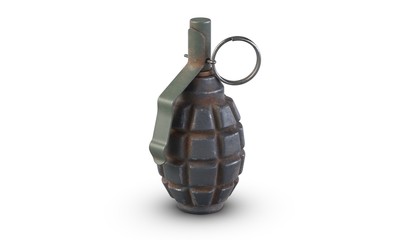 Fototapeta premium 3D illustration of fragmentation grenade F1 isolated on white backfround.