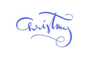 Christmas elegant blue lettering isolated on white background