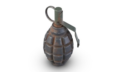 Fototapeta premium 3D illustration of fragmentation grenade F1 isolated on white backfround.