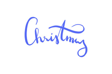 Fototapeta na wymiar Christmas elegant blue lettering isolated on white background