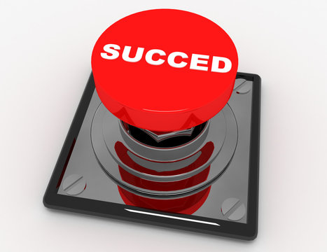 3d red button succed .3d rendered illustration