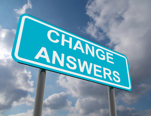 Road Sign with ANSWERS . 3D rendered illustration