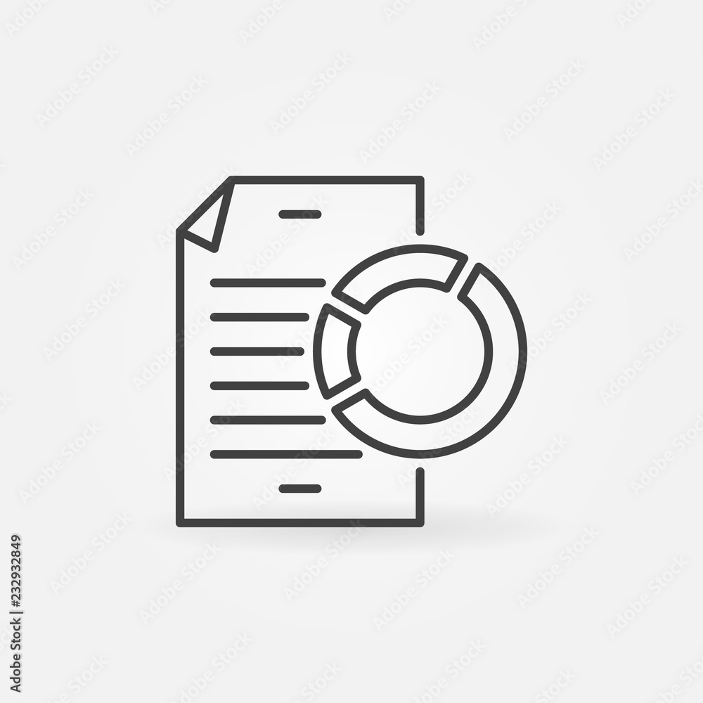 Poster business report with pie chart vector icon in thin line style