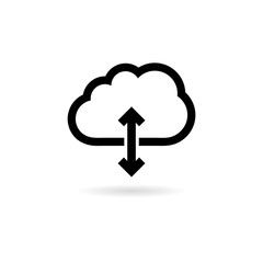 Black Cloud computing simple icon or logo 
