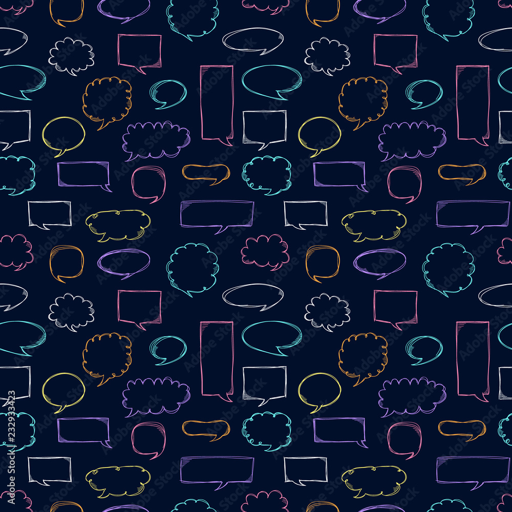 Fototapete speech bubbles pattern. message frames. doodles background. scribble frames. sketch. hand drawn effe