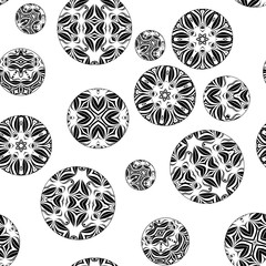 Seamless black ornament decoration pattern white
