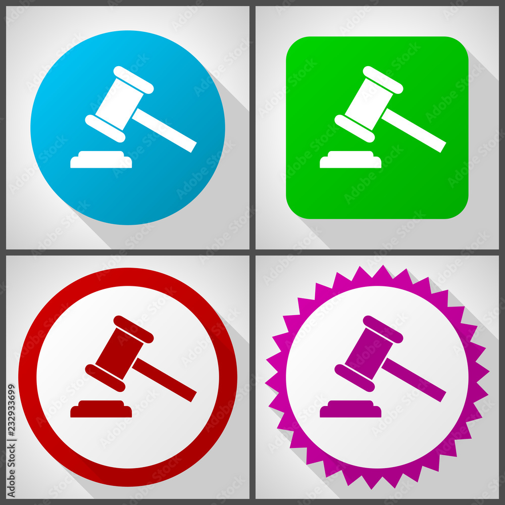 Poster vector icons with 4 options. auction flat design icon set easy to edit in eps 10.
