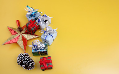 Christmas Decoration with Yellow Backdrop.
