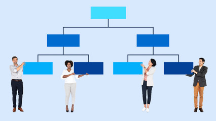 Business people with an organizational chart