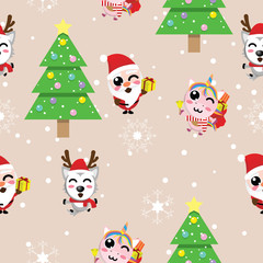 dog,santa claus,unicorn Christmas seamless pattern,winter,happy new year