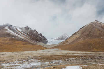 Beautiful scenic Himalayas covered in snow