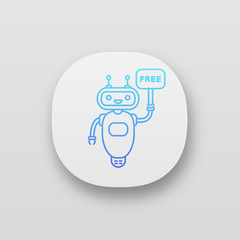 Chatbot with free in speech bubble app icon