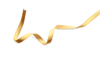 Beautiful golden ribbon on white background