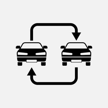 Trade In Car Icon. Car Exchange Symbol. Flat Design. Stock - Vector Illustration.