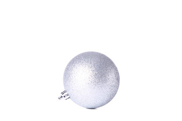 Silver christmas balls isolated on white background
