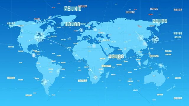 4k financial tech big data globe,complexity and data flood of digital age,Business figures,World connections with lines path,growing global Network with communication all over the world.world map.