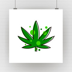 Cannabis green silhouette logo. Hemp of emblem for the design of the packaging