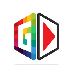 logo icon for multimedia business with initial details letter G