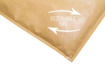 Paper padded envelope marked as resealable bag