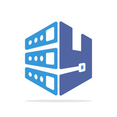 Initial logo icon for web hosting business with initial details of letter Y