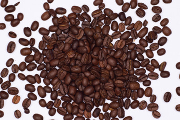 Coffee beans on white background