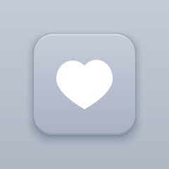 Heart, love, gray vector button with white icon