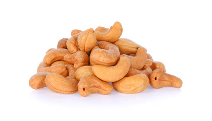 Roasted cashews isolated on a white background