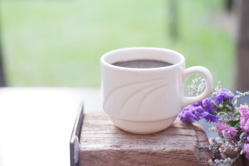 beautiful coffee cup in morning