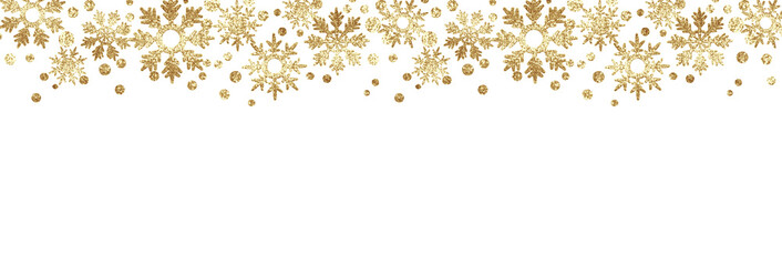 Golden glitter snowflake borders - obrazy, fototapety, plakaty