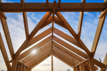 construction of a two-storey frame house outside the city
