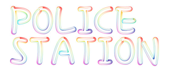 Police Station - beautiful text written on white background
