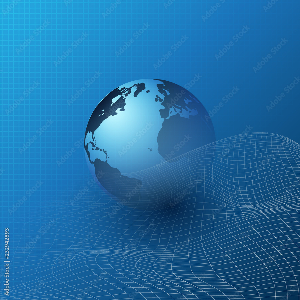 Poster futuristic global technology, networking and cloud computing design concept with earth globe and 3d 
