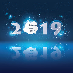 Best Wishes - New Year Card with Sparkling Background and Speech Bubble - 2019