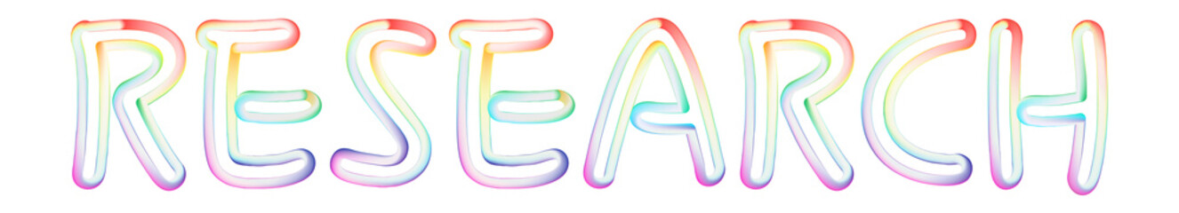 Research - beautiful text written on white background