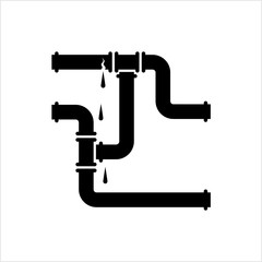Broken Pipe Icon, Leakage In Pipe