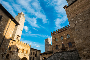 San Gimignano city in Tuscany Italy with his ancient historical and wonderful old towers and buildings. Vacation place with a lot of tourism