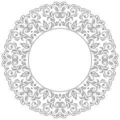 Decorative frame Elegant vector element for design in Eastern style, place for text. Floral grey border. Lace illustration for invitations and greeting cards