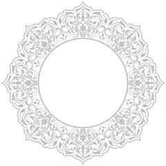 Decorative frame Elegant vector element for design in Eastern style, place for text. Floral grey border. Lace illustration for invitations and greeting cards