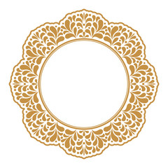 Decorative frame Elegant vector element for design in Eastern style, place for text. Floral golden border. Lace illustration for invitations and greeting cards.