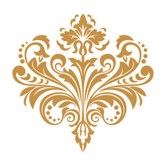 Damask graphic ornament. Floral design element. Gold vector pattern